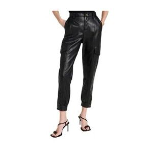 Young Fabulous & Broke Faux Leather Cargo Pants - Black - New - Size M